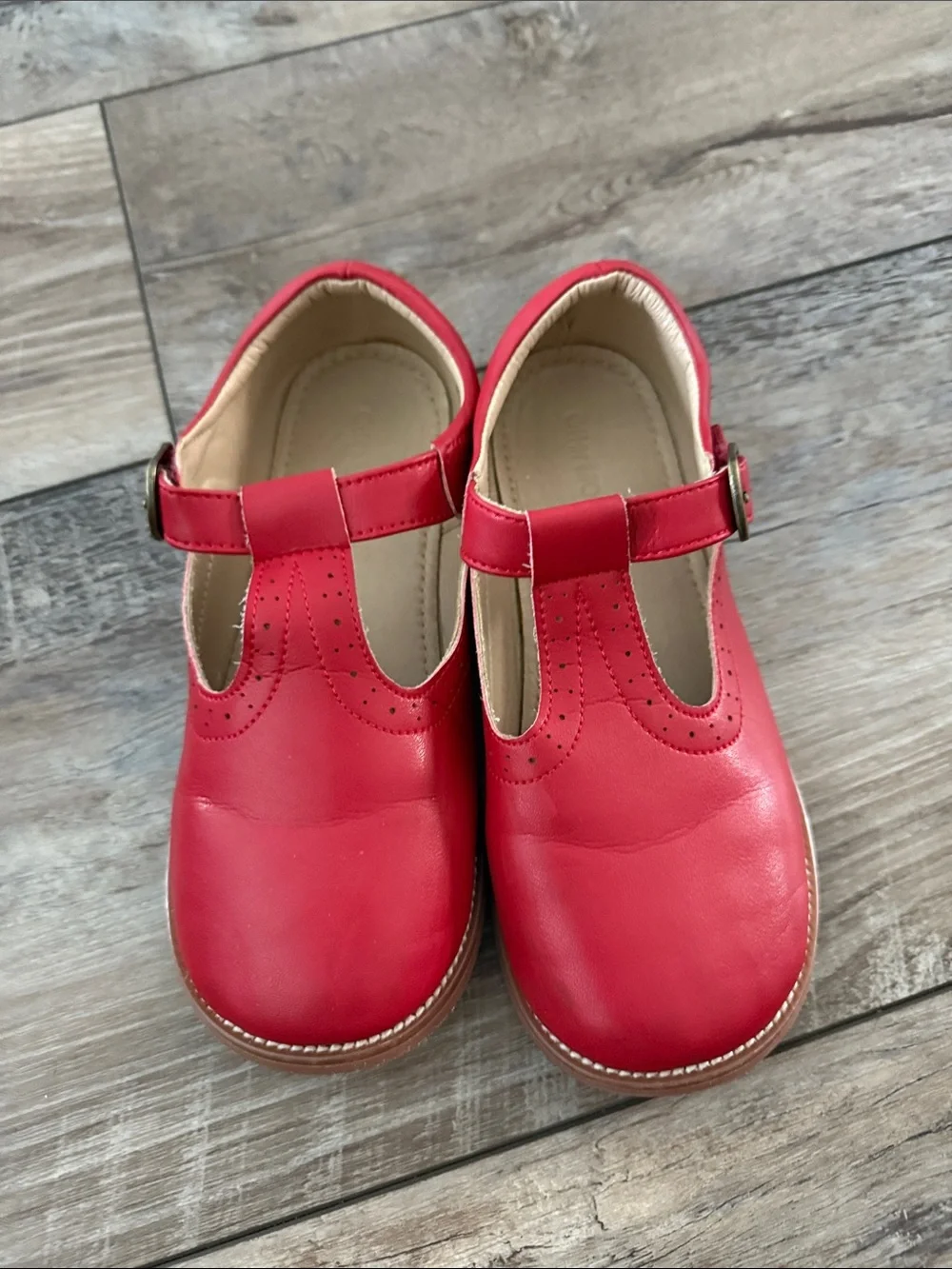 Girls Red T-Strap Mary Jane Shoes